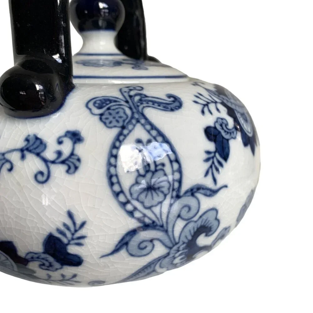 Pier 1 Imports Chinoiserie Blue White Floral Ceramic Teapot